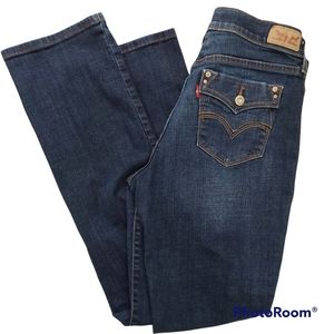 Levi's 505 Mid-Rise Straight Leg Faux Flap Pocket Denim Blue Jeans 8